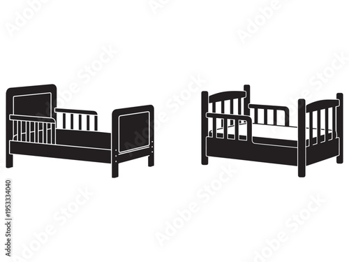 Two toddler beds with different rail designs and configurations for safety and comfort  toddler beds with railings