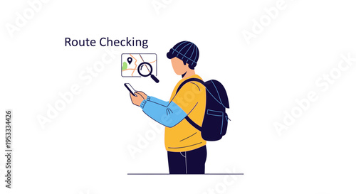 Man checking route on smartphone outdoors.