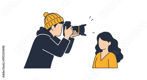 A photographer taking a woman's portrait.