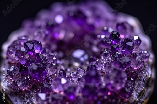 pink crystals on a black background