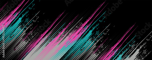 Abstract black and white background with spikes and zigzag line patternPrint