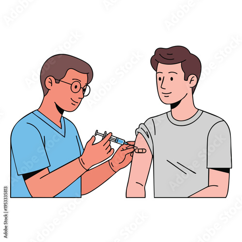 Medical professional administers vaccine to patient with bandaid