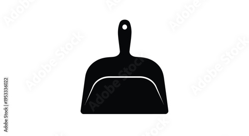 Black dustpan illustration against a white background simple silhouette