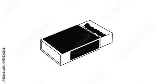 Open matchbox with matches inside a striking black silhouette