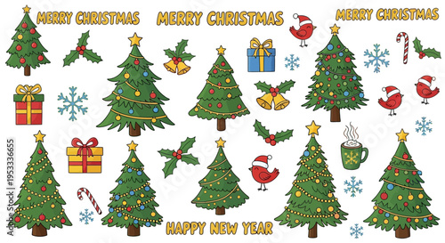 Christmas trees and holiday decorations.