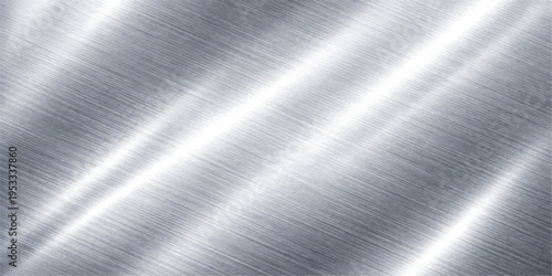 A polished silver brushed metal plate texture featuring a shiny stainless steel surface with a smooth industrial grey pattern and metallic light reflections on a chrome sheet material