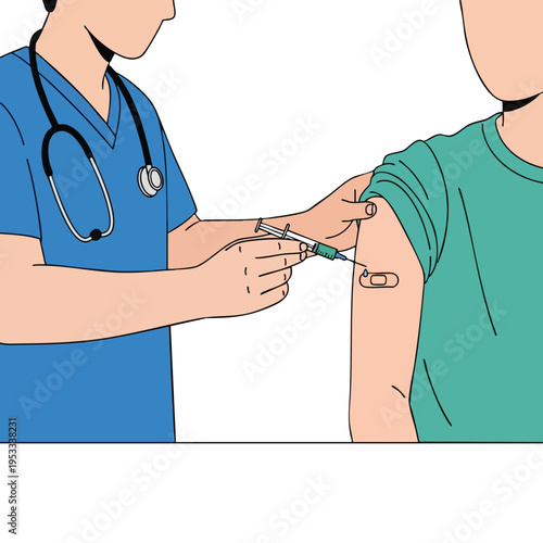 A medical professional administers a vaccine injection to a patient's arm