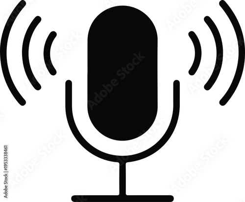 Black Microphone Icon Representing Audio Recording and Podcasting