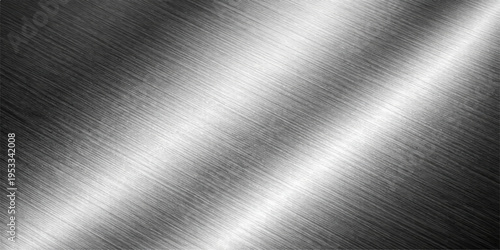 A polished stainless steel plate features a brushed silver metallic texture with a shiny industrial chrome surface and a light grey reflection pattern on this grey aluminum alloy material