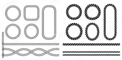 Rope Frame and Divider Mega Set with Circle, Square, Rounded Rectangle, Portrait Oval, Twisted Divider, and Braided Line Elements