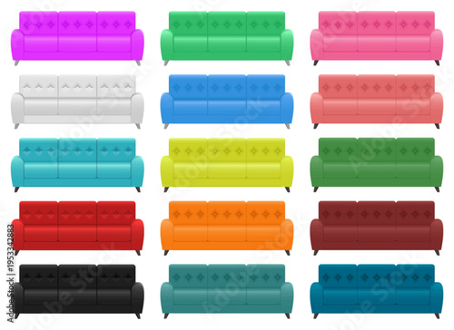 Collection of sofas in various colors, suitable for home furniture design.