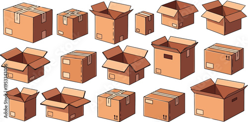 Orange cartoon parcel pack array for playful creative gifts