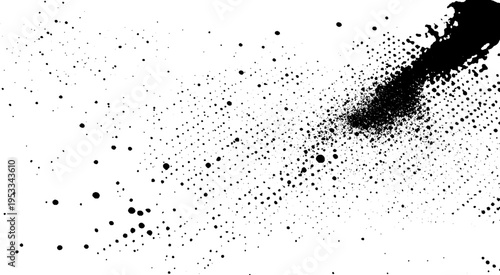 Black chalk pieces and dust flying, effect explode isolated on white, clipping path. Vector eps10