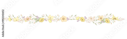  美しいパステルカラーのボタニカルな花　シンプル、ナチュラル