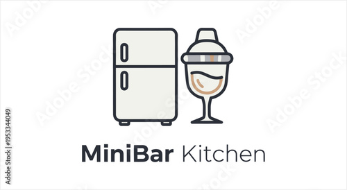 MiniBar Kitchen logo with a refrigerator and a cocktail shaker.