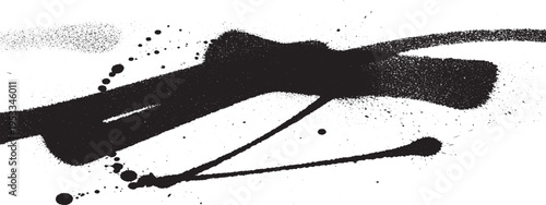 Abstract black spray paint drips and splatters on white background, grunge urban art texture, street art