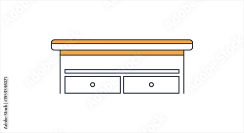 Simple Minimalist Wooden Dresser with Two Drawers and a Flat Top Surface.