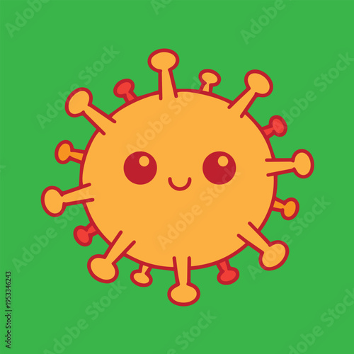 Fun cartoon vector of an orange bacterium with cute features, created in a simple style, perfect for educational content, science themes, and playful design projects.