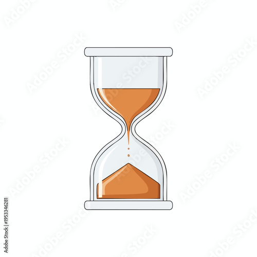 An hourglass shows sand flowing from top to bottom, measuring time