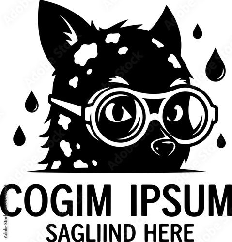 Dog Wearing Goggles with Water Droplets.