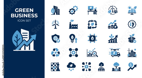 Hand holding green leaf shaped business icons for eco-friendly corporate sustainability and innovation concept