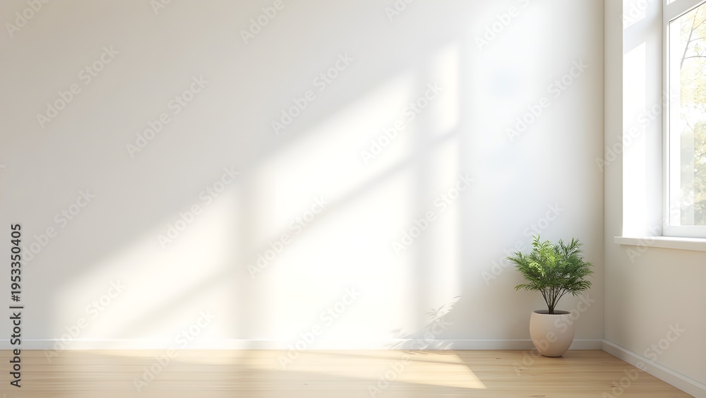 Fototapeta premium Simple empty room with white wall and modern style