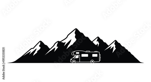 Rving adventure amidst majestic mountains a striking black silhouette