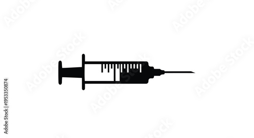 A black syringe with visible markings a striking silhouette