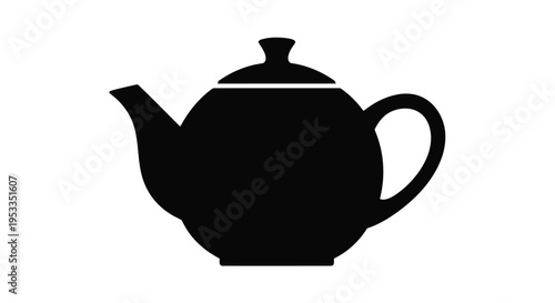 A simple black silhouette of a classic teapot design silhouette