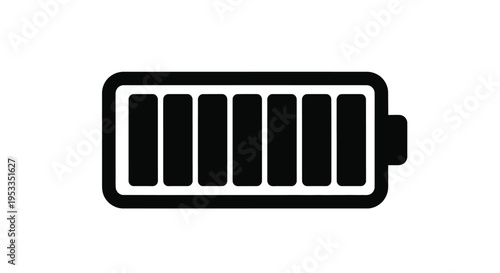 Black battery icon showing nearly full charge simple silhouette