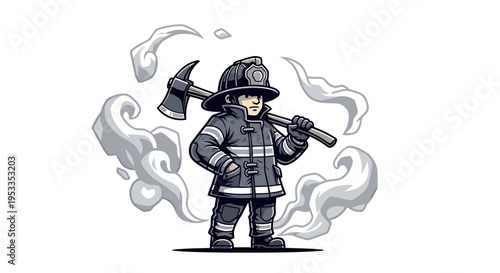 Firefighter in full gear standing.