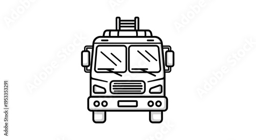 Fire Truck Front View Illustration.