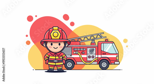 Smiling fireman in uniform standing.