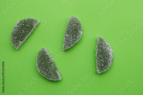 Gummy candies shaped like citrus slices