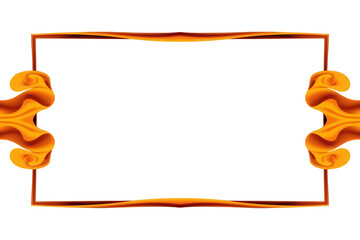 Abstract orange border frame with swirling fluid lines creating a vibrant decorative design banner background