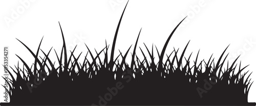 Black Grass Silhouette Vector Illustration