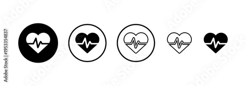 Billede på lærred Filled Heartbeat icon set. Heart signs and symbols. Illustration.