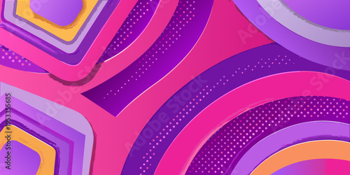 Abstract geometric shapes in vibrant purple orange and pink hues