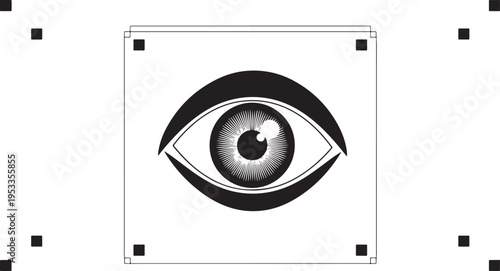 Black and white of an eye with sunburst pattern in the iris pupil