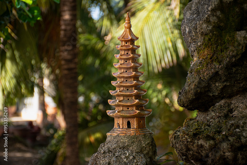 Miniature pagoda at vietnamese garden