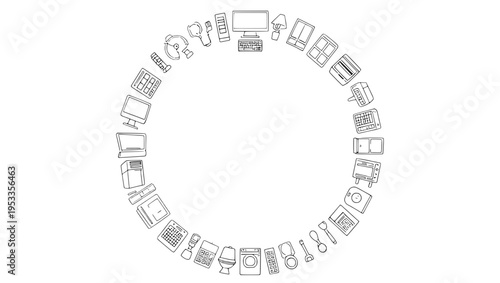 A collection of various electronic devices and kitchen appliances