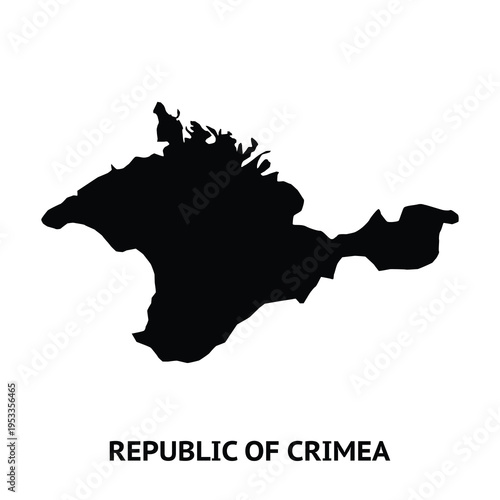 Map of Republic of Crimea. Black and white silhouette isolated on white background. Illustration.