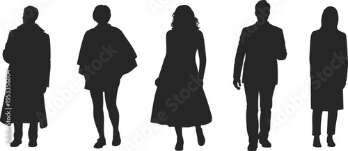 Black Silhouette Set of Father and Child Walking Together Holding Hands for Fatherhood Family Bond Parenting and Childhood Growth Concept