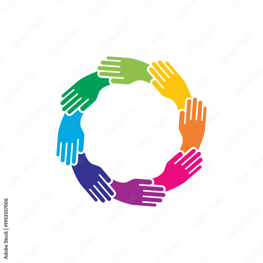 Fototapeta premium Circle of Diverse Hands Holding Together