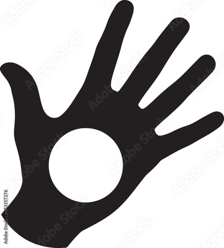 Hand with a hole palm gesture