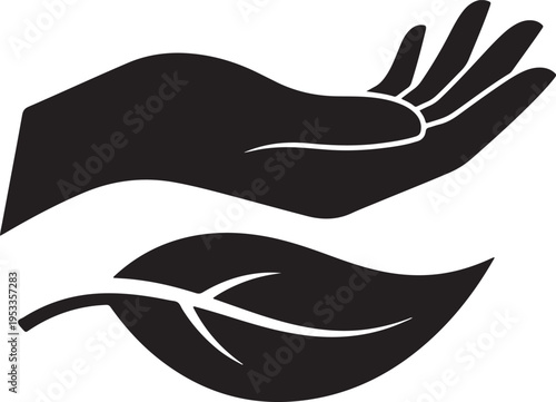 Hand holding leaf green nature