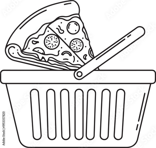 Pizza slice in a shopping basket food grocery