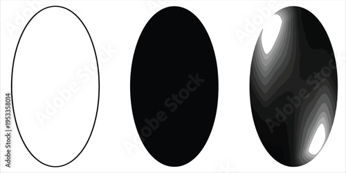 Sequence of elliptical shapes in black and white