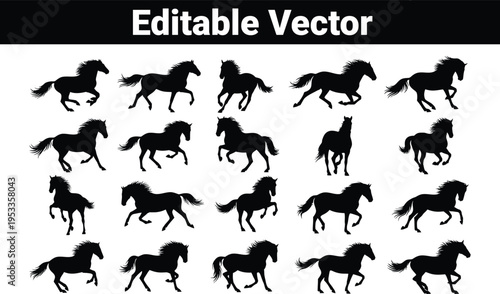 Horse silhouettes collection: galloping and standing poses