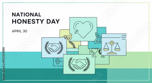 National honesty day posters with heart scales and oaths on colorful background